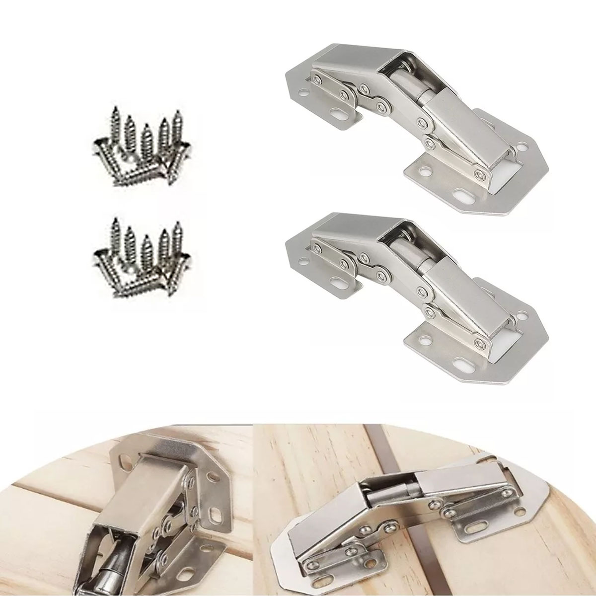 Par de Bisagras Bidimensional Oculta 90°  (con tornillos) 10,5 x 4,4 cms