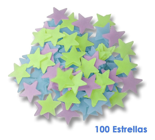 Paquete De 100 Estrellas Fluorescentes Fosforecent